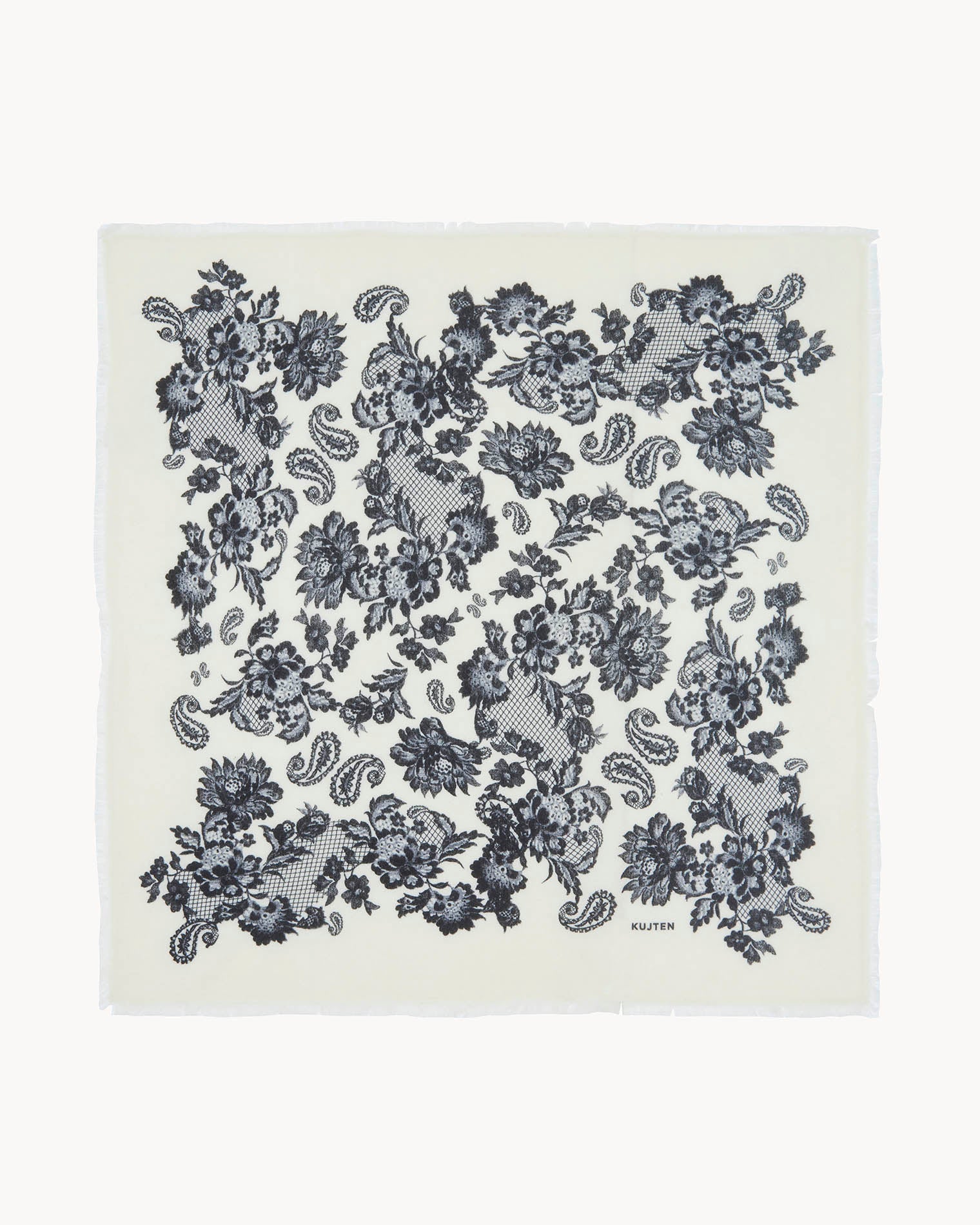 KUJTEN Large Bandana Hachiko Lace White Black - Bandana