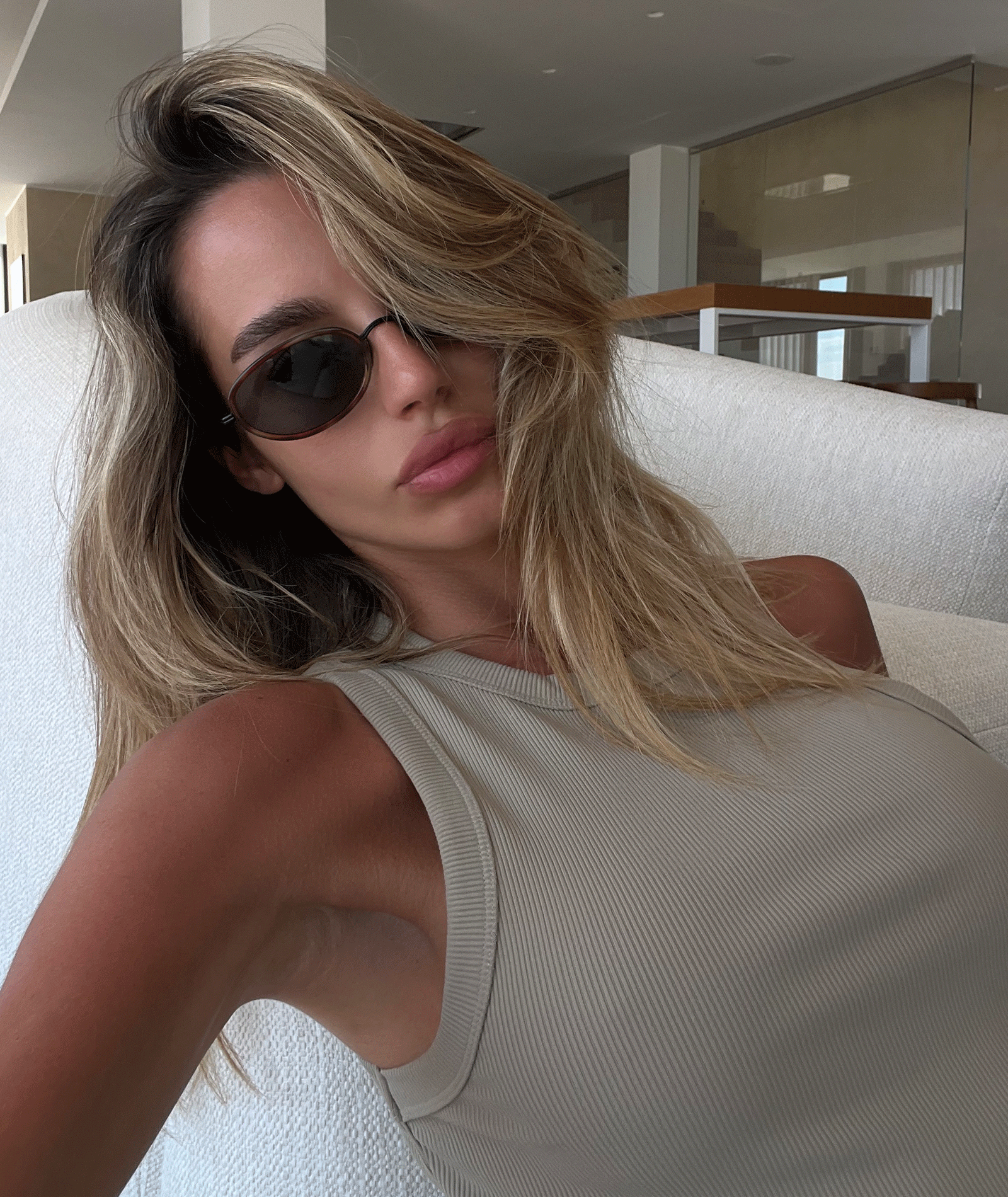VEHLA RIBBED TANK - TAUPE - Ribbed Atlet - stre