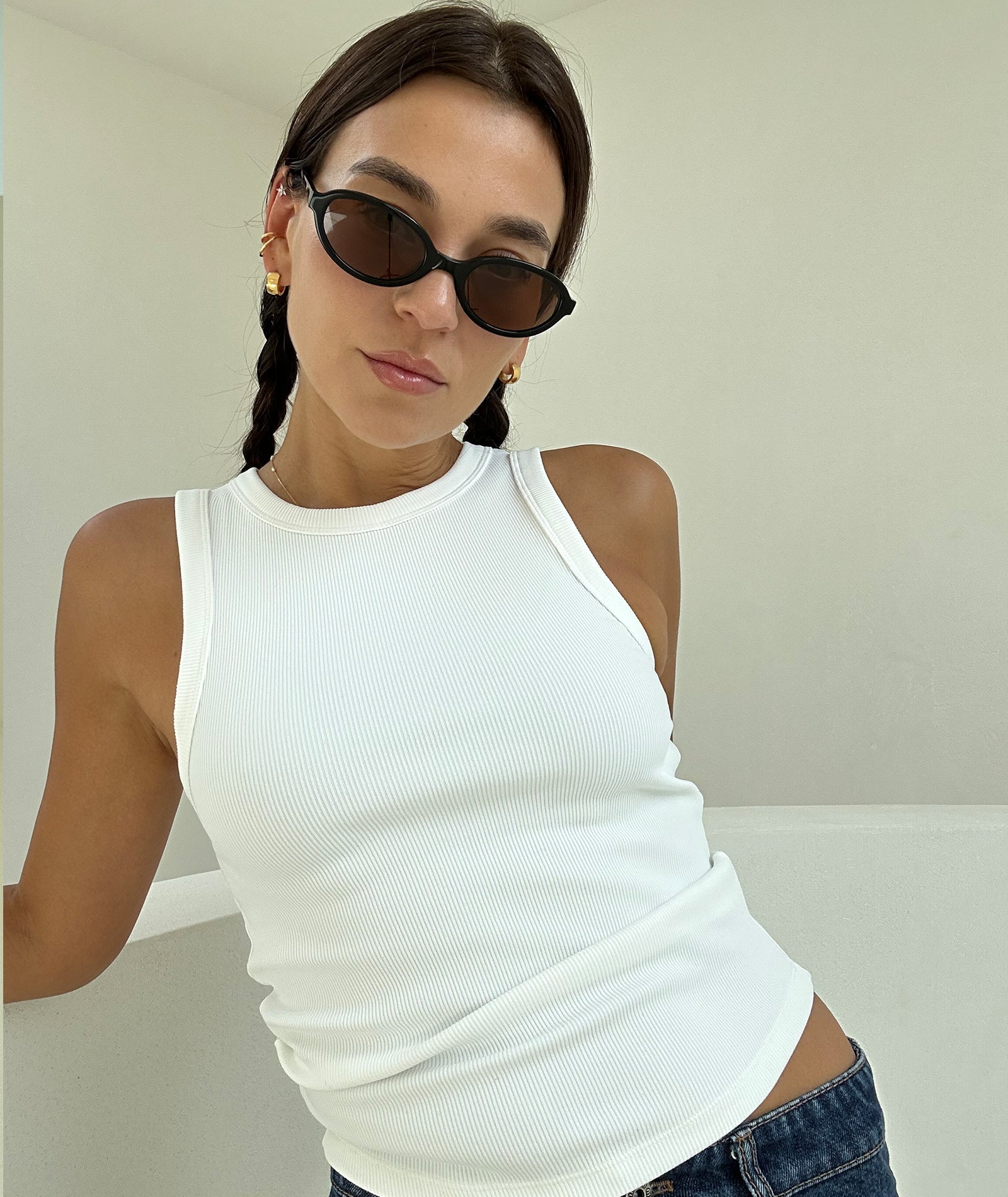 VEHLA RIBBED TANK - SNOW - Ribbed Atlet - stre