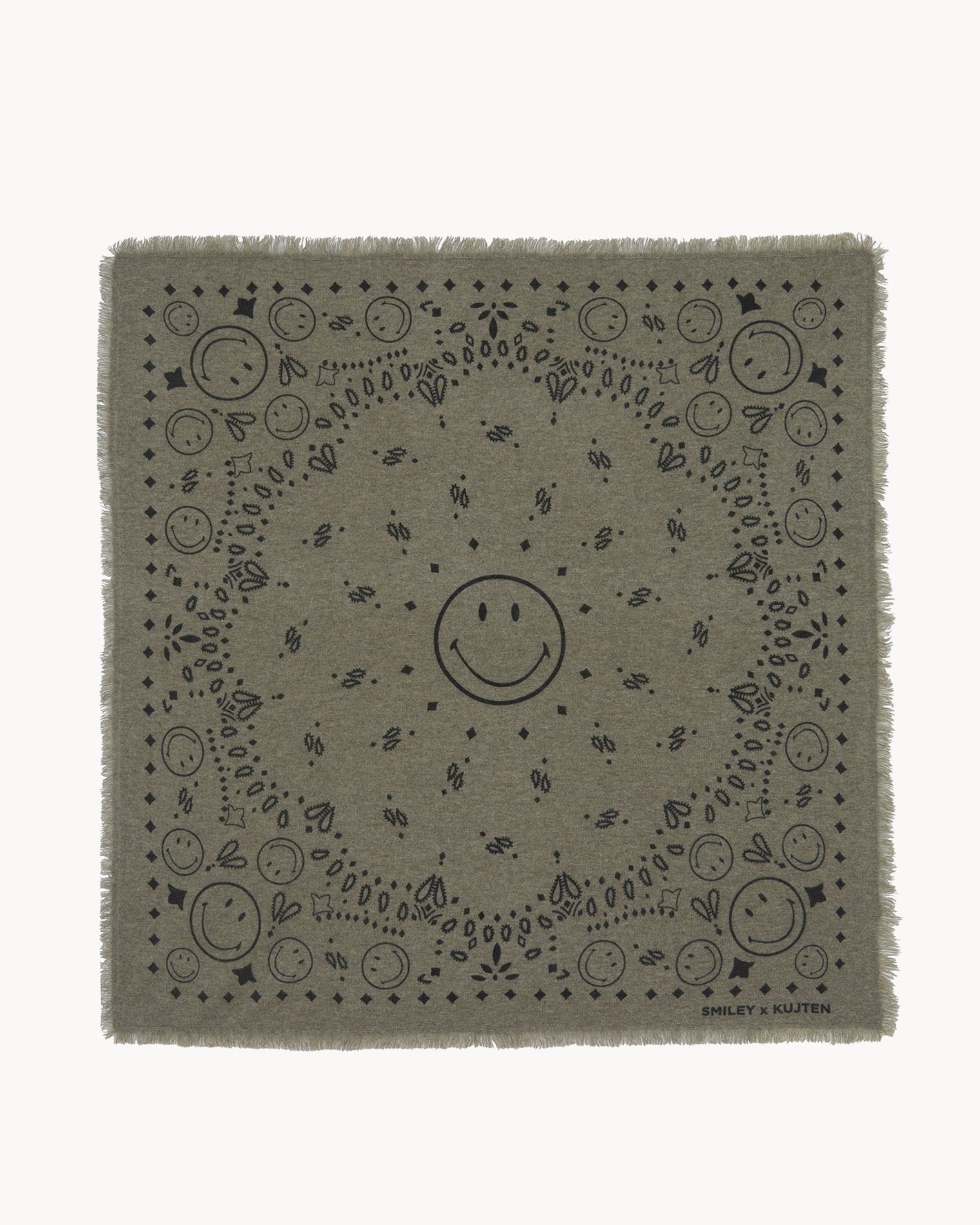 KUJTEN Large Bandana Hachiko Smiley Marl Khaki - Bandana
