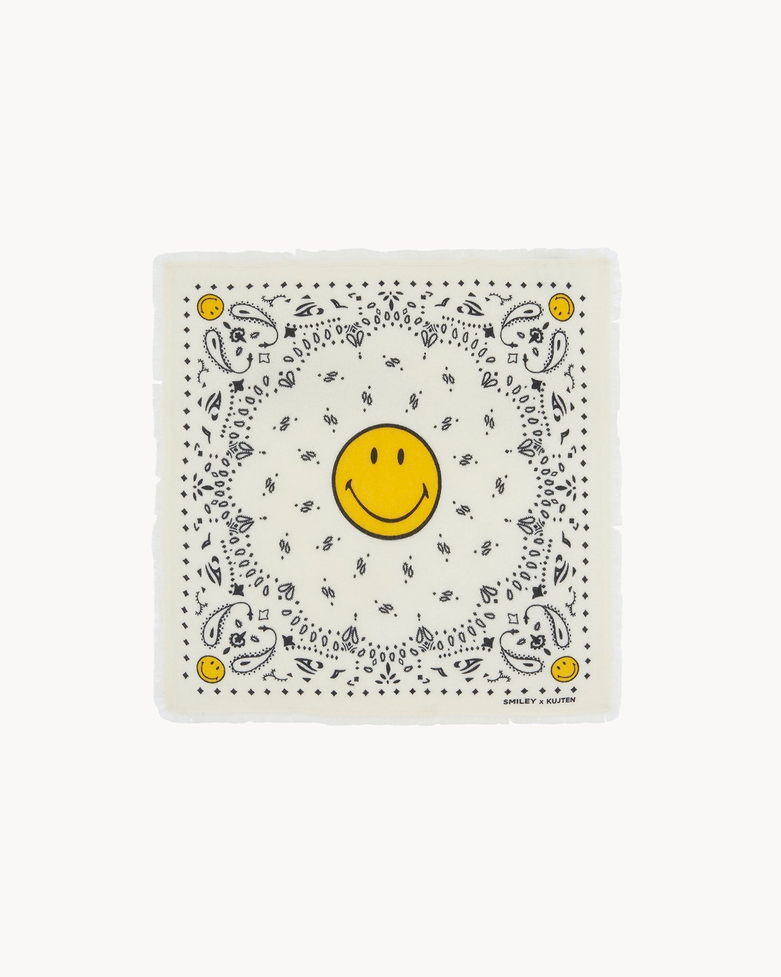 KUJTEN Small Bandana Hachi Smiley White - Bandana