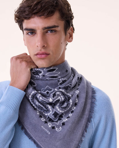 KUJTEN Large Bandana Hachiko Bico Flannel Gray - Bandana - stre