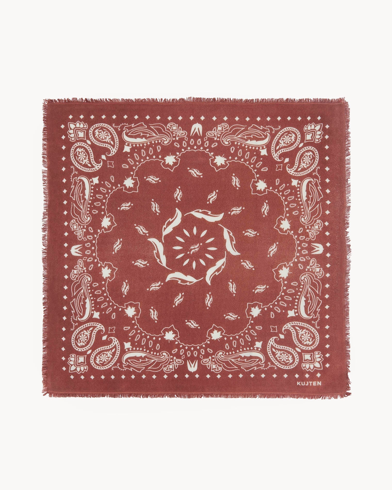 KUJTEN Large Bandana Hachiko Feather Earth Burgundy - Bandana - stre