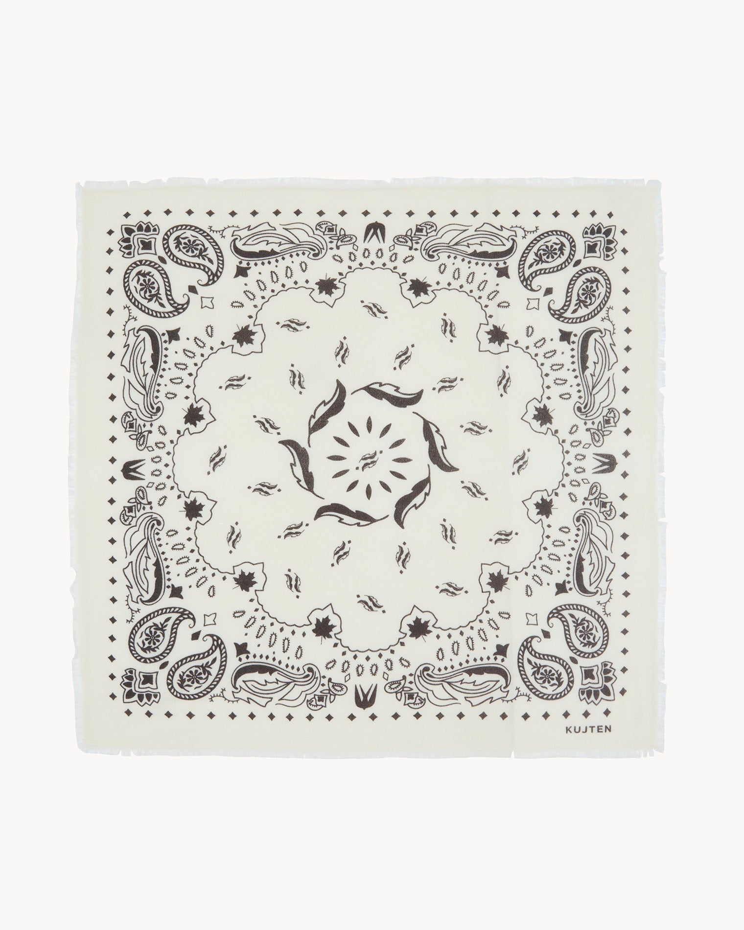 KUJTEN Large Bandana Hachiko Feather White Brown - Bandana - stre