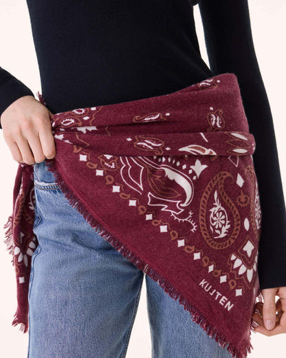 KUJTEN Large Bandana Hachiko Feather Bico Burgundy - Bandana