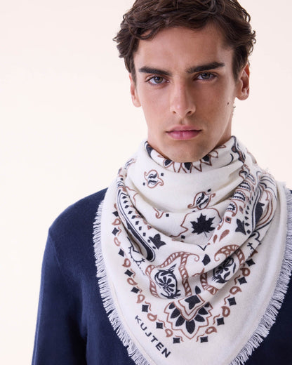 KUJTEN Large Bandana Hachiko Feather Bico White - Bandana - stre
