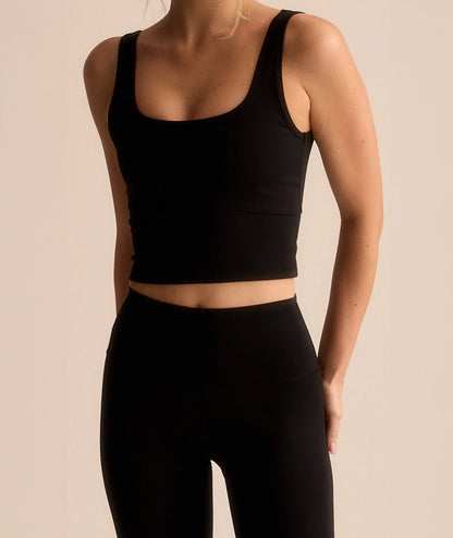 VEHLA CROPPED TANK - BLACK - Crop Atlet - stre