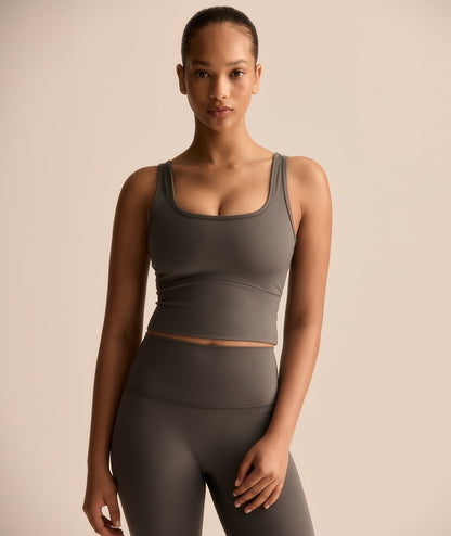 VEHLA CROPPED TANK - SMOKE - Crop Atlet - stre
