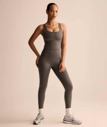 VEHLA CROPPED TANK - SMOKE - Crop Atlet - stre