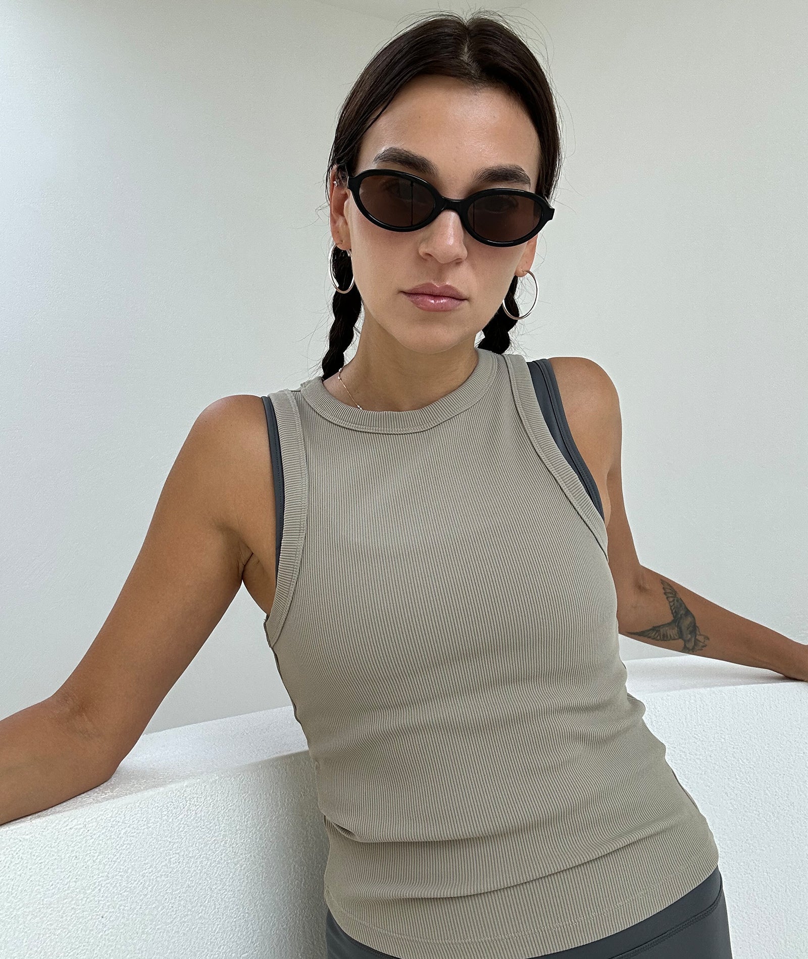 VEHLA RIBBED TANK - TAUPE - Ribbed Atlet - stre