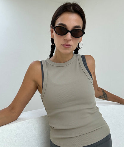 VEHLA RIBBED TANK - TAUPE - Ribbed Atlet - stre