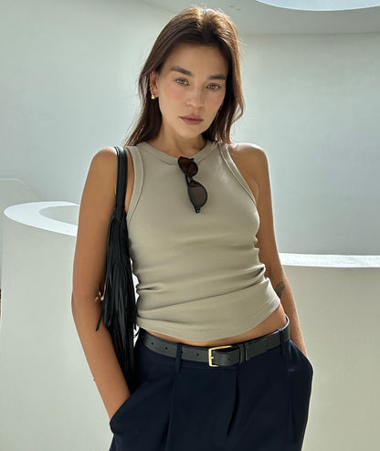 VEHLA RIBBED TANK - TAUPE - Ribbed Atlet - stre